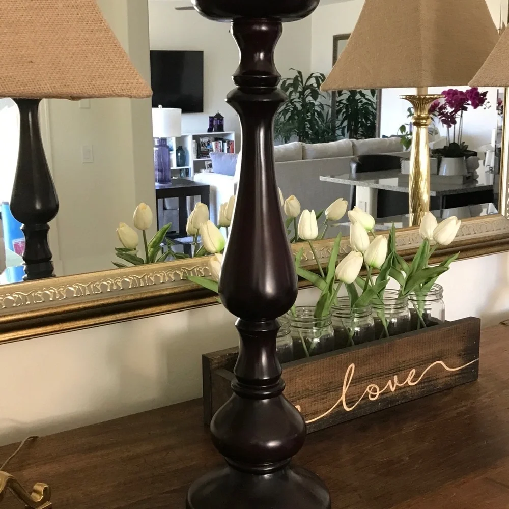 22” Candlestick. Wood (or Wood Like Resin.)